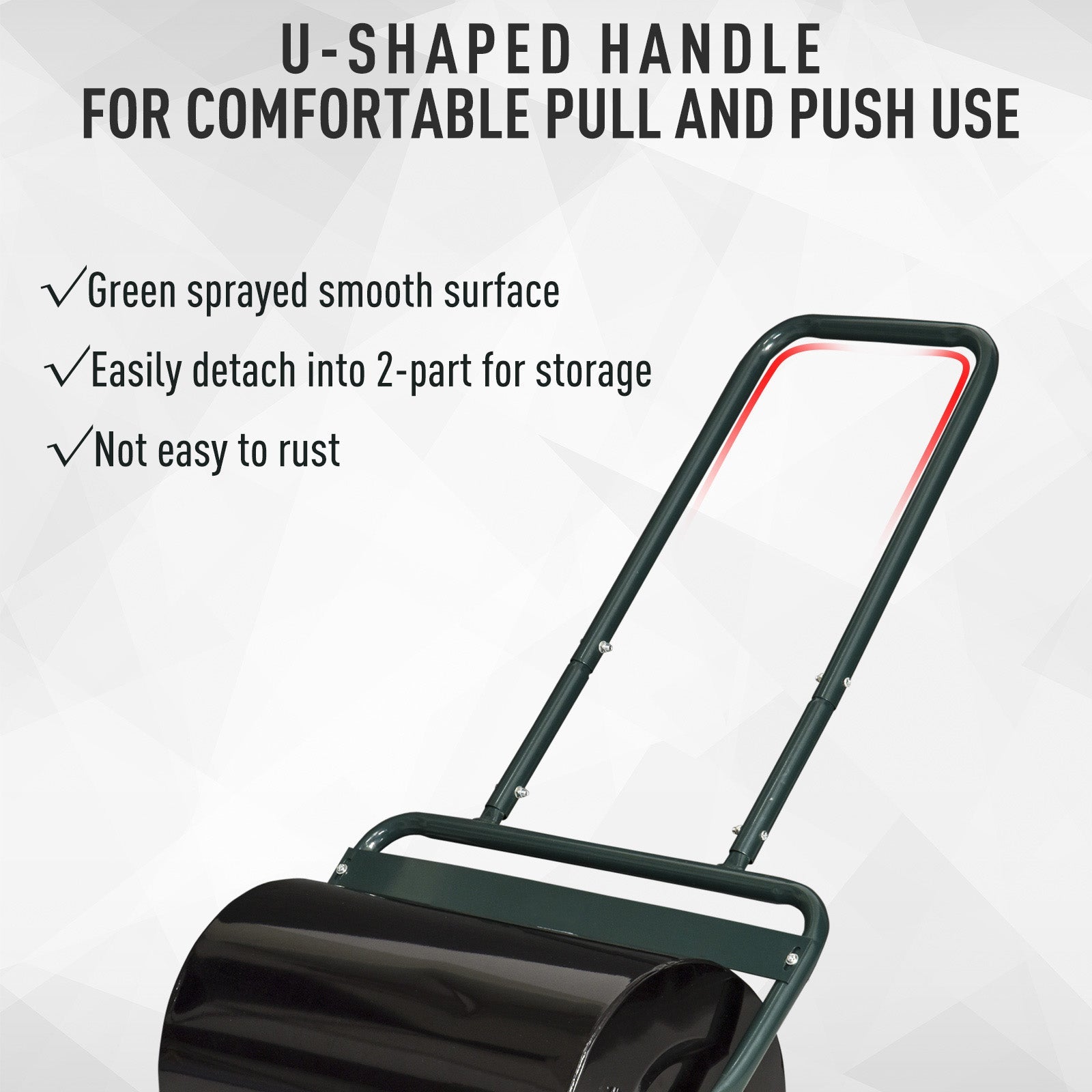 20-Inch Push/Tow Behind Lawn Roller Filled, Yard Roller with 10 Gal Water or Sand, Dark Green