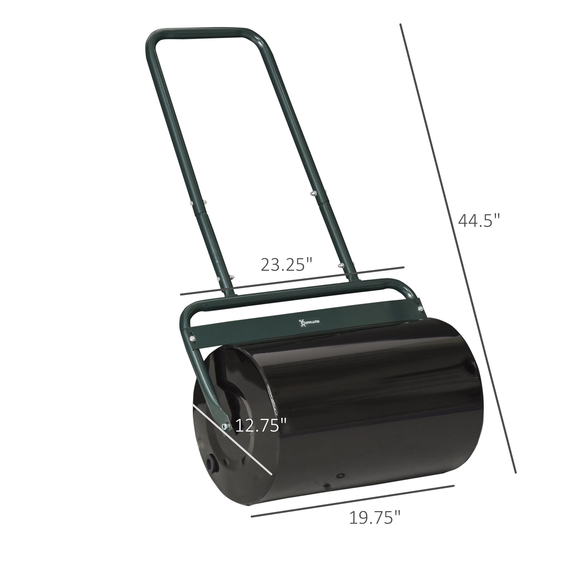20-Inch Push/Tow Behind Lawn Roller Filled, Yard Roller with 10 Gal Water or Sand, Dark Green