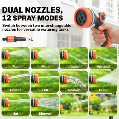 28+2m Retractable Wall-Mount Hose Reel with Auto Retraction & 180° Swivel, Orange