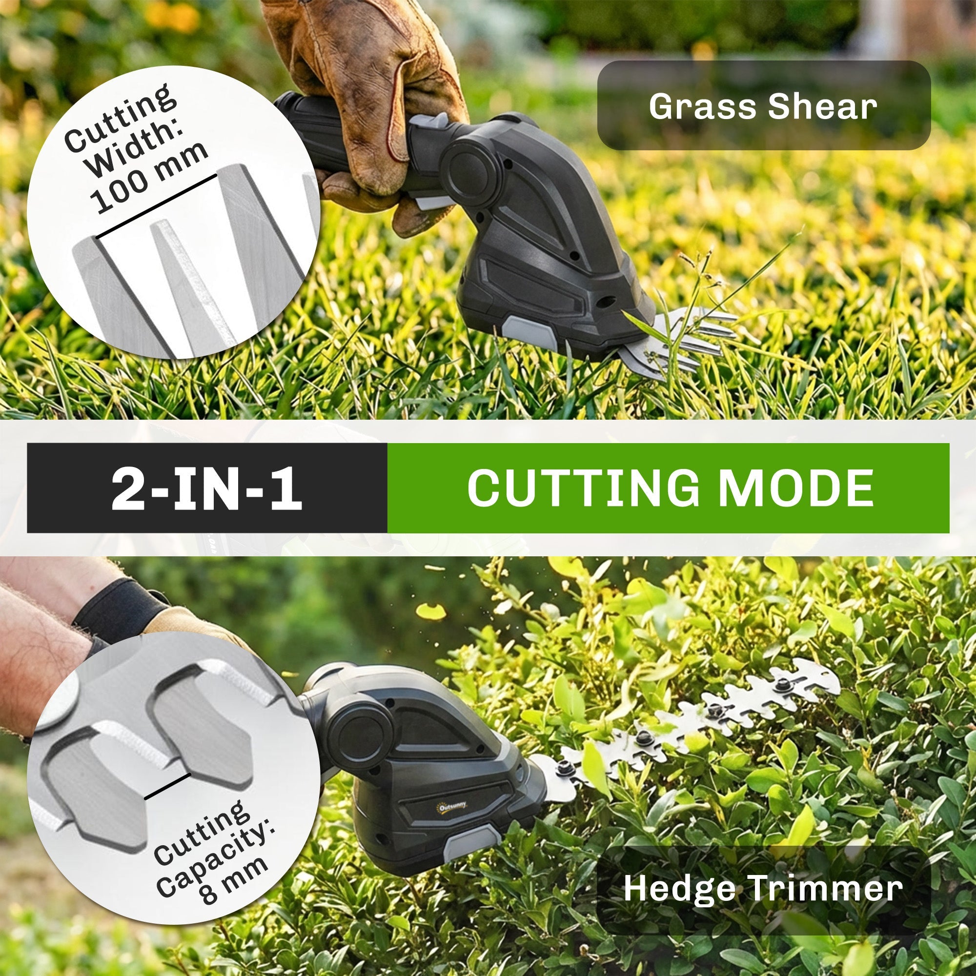 2-in-1 Cordless Hedge Trimmer & Grass Shear with 2 Batteries