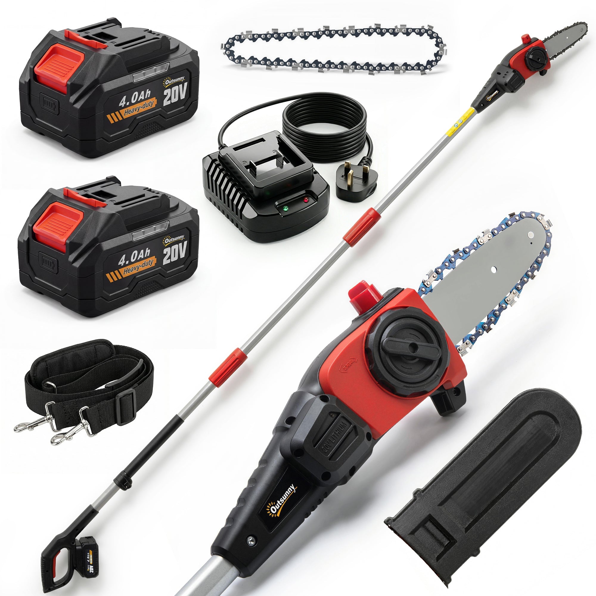 18V 8" Cordless Pole Chainsaw with 2 Batteries and Charger