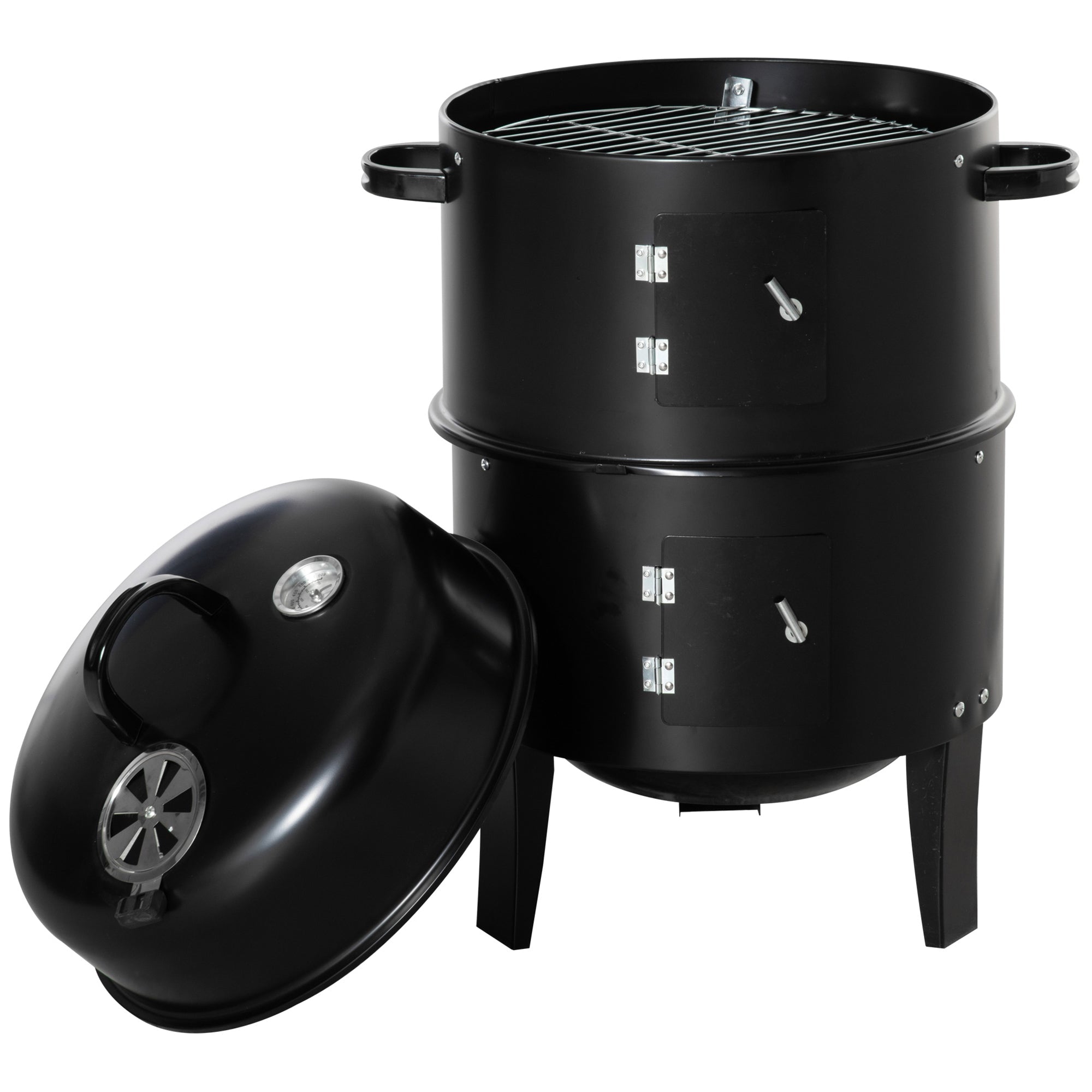 16" Vertical Charcoal Smoker with Dual Cooking Zones, Black