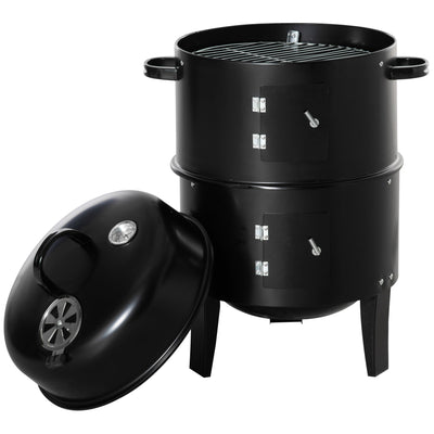 16" Vertical Charcoal Smoker with Dual Cooking Zones, Black
