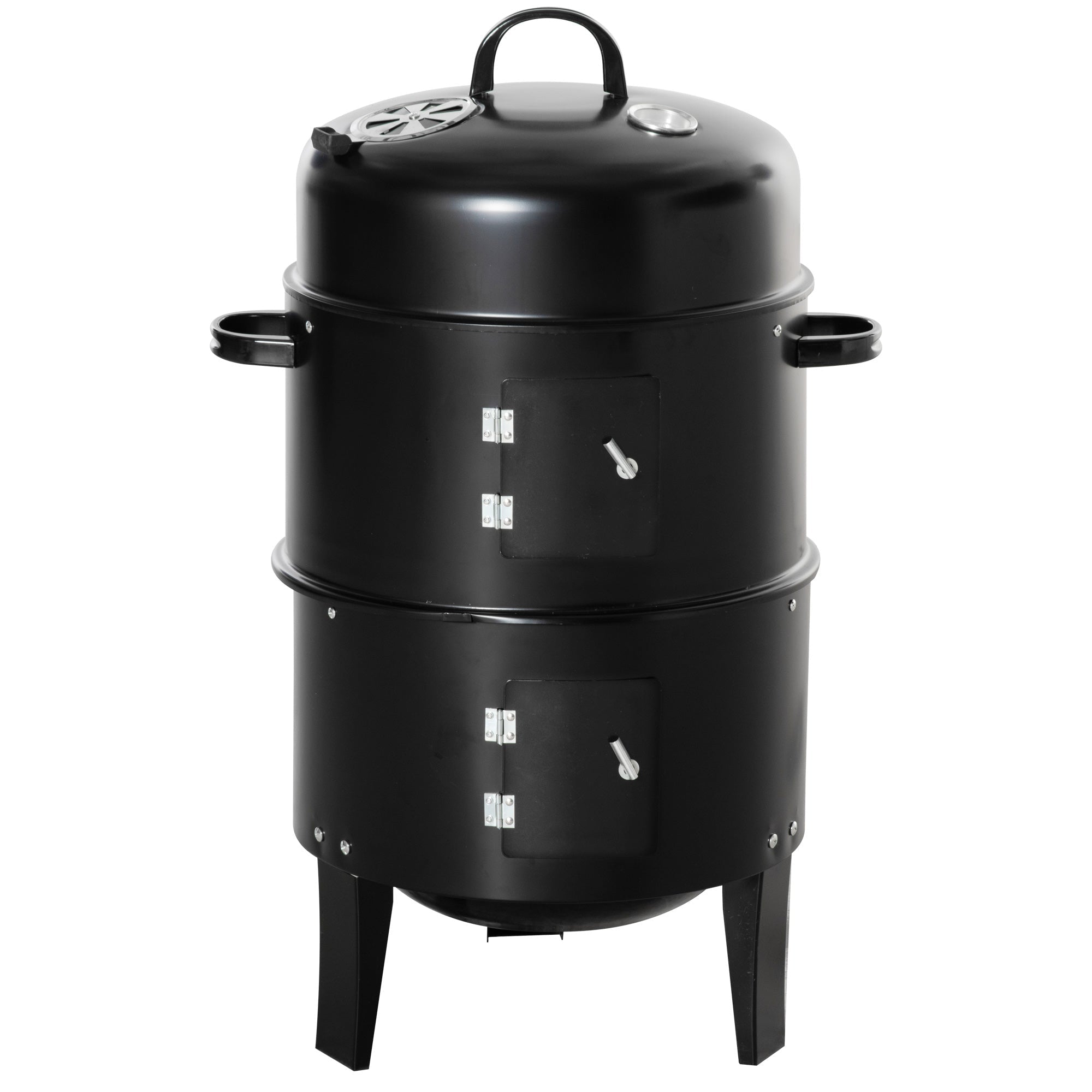 16" Vertical Charcoal Smoker with Dual Cooking Zones, Black