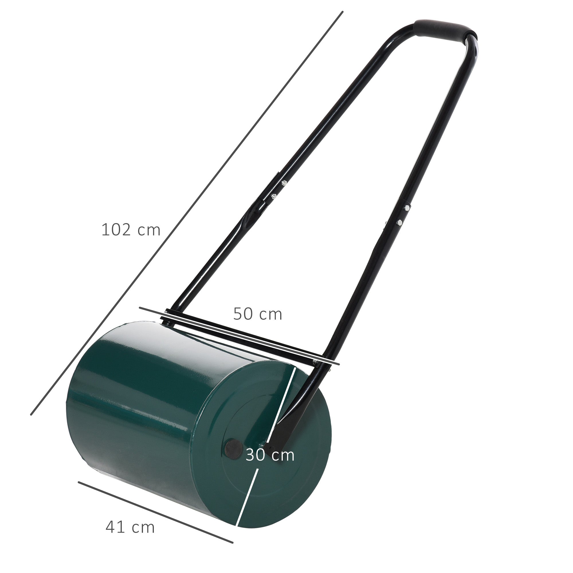 30L Heavy Duty Water/Sand Filled ¦µ32cm Garden Steel Lawn Roller, Dark Green