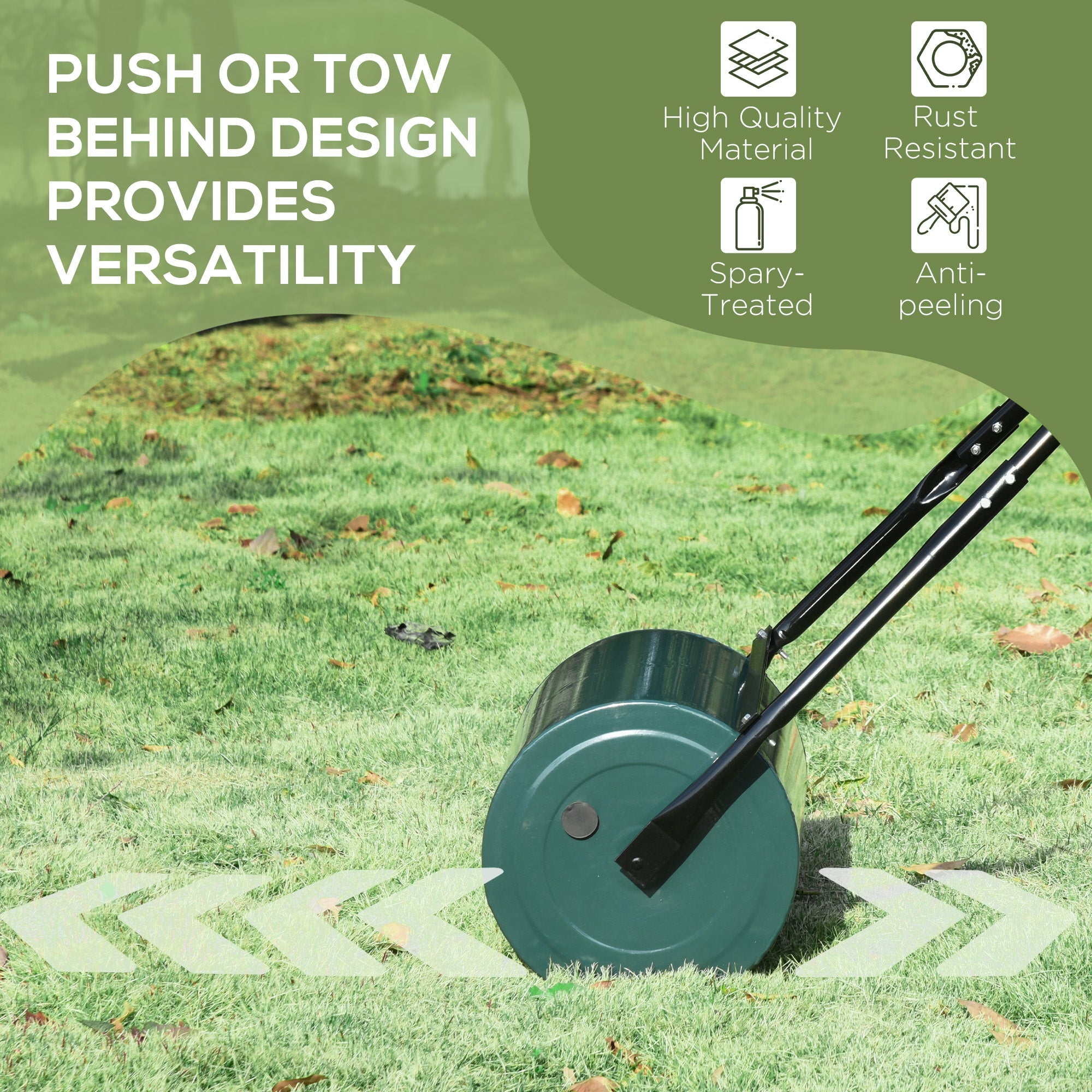 30L Heavy Duty Water/Sand Filled ¦µ32cm Garden Steel Lawn Roller, Dark Green