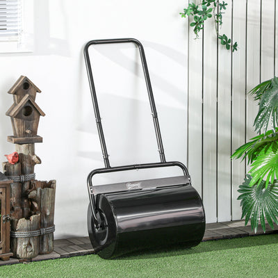 20-Inch Push/Tow Behind Lawn Roller Filled, Yard Roller with 10 Gal Water or Sand, Black