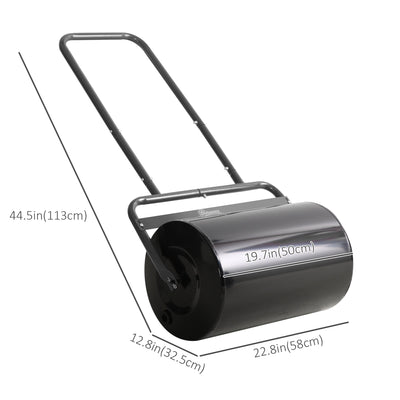20" Heavy Duty Lawn Roller, Filled with 11 Gal Water/136 Lbs Sand, Black