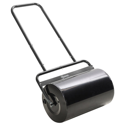 20-Inch Push/Tow Behind Lawn Roller Filled, Yard Roller with 10 Gal Water or Sand, Black