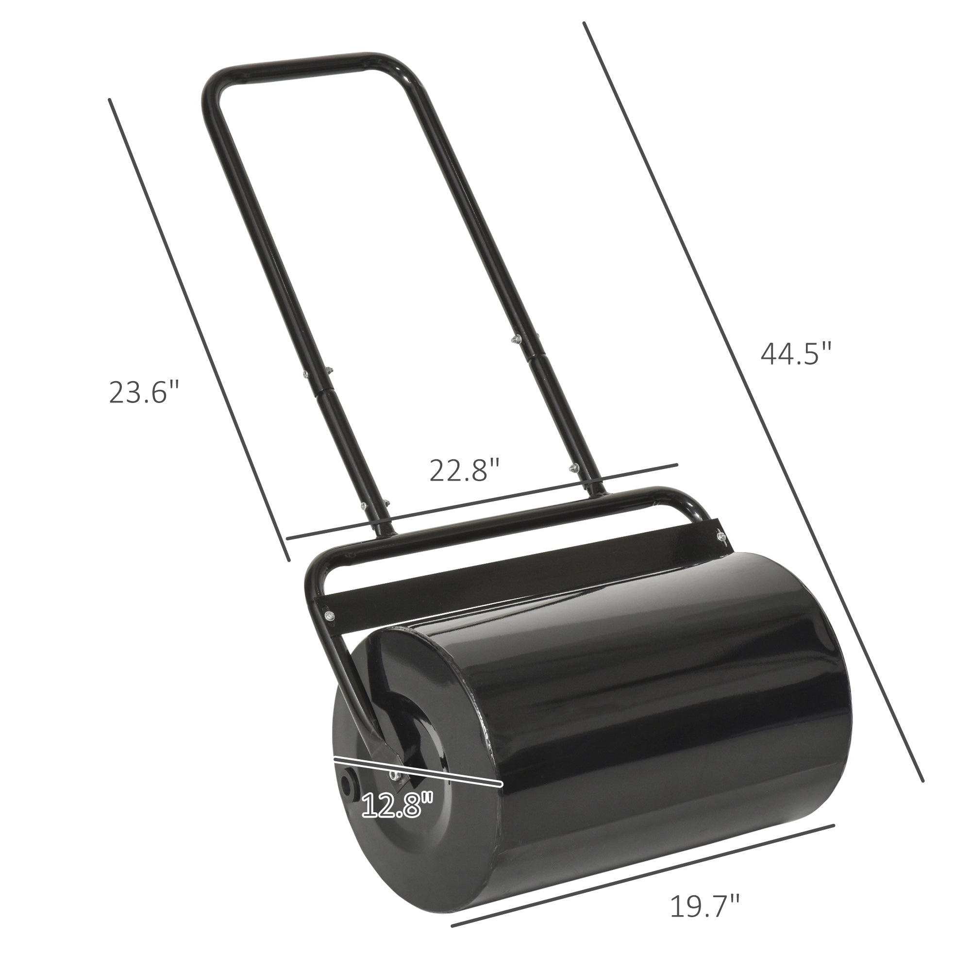 20-Inch Push/Tow Behind Lawn Roller Filled, Yard Roller with 10 Gal Water or Sand, Black