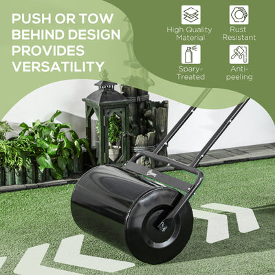 20-Inch Push/Tow Behind Lawn Roller Filled, Yard Roller with 10 Gal Water or Sand, Black