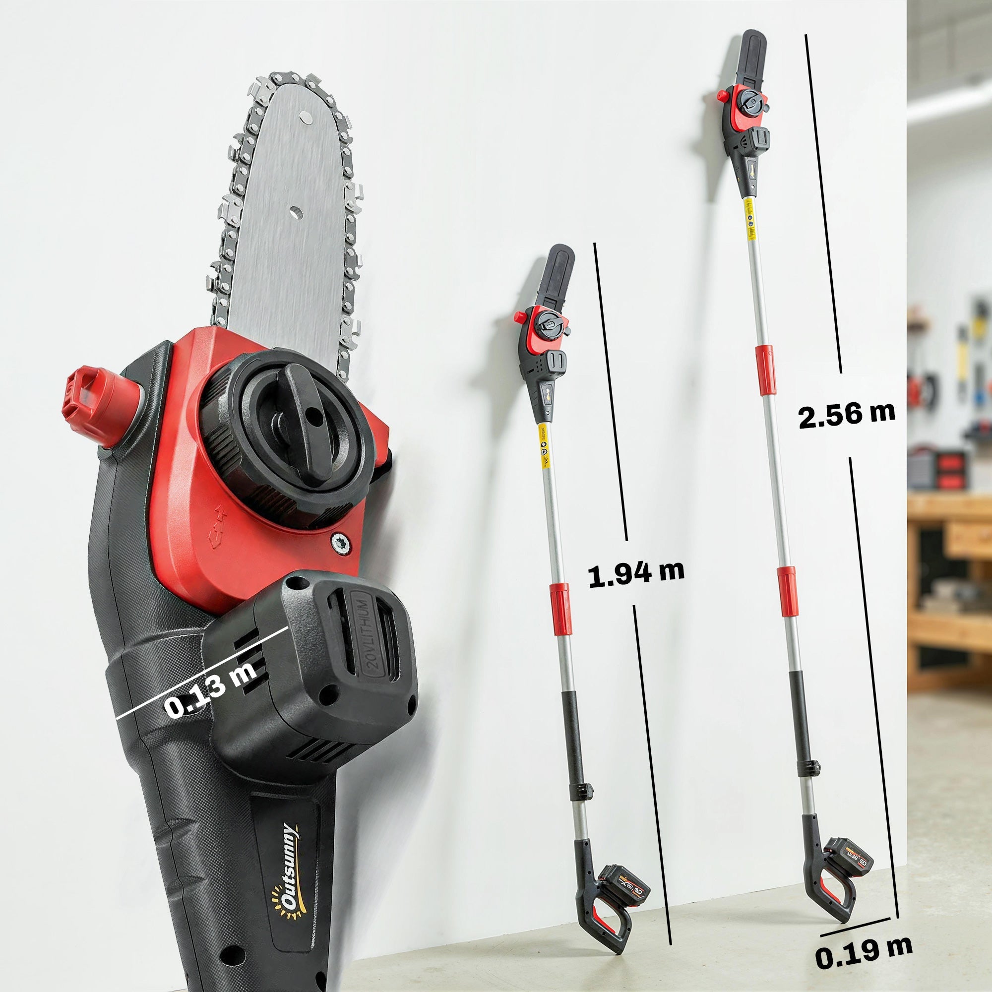 18V 8" Cordless Pole Chainsaw with 2 Batteries and Charger