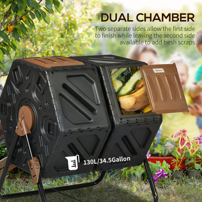 130L Rotating Composter with Ventilation Openings and Steel Legs