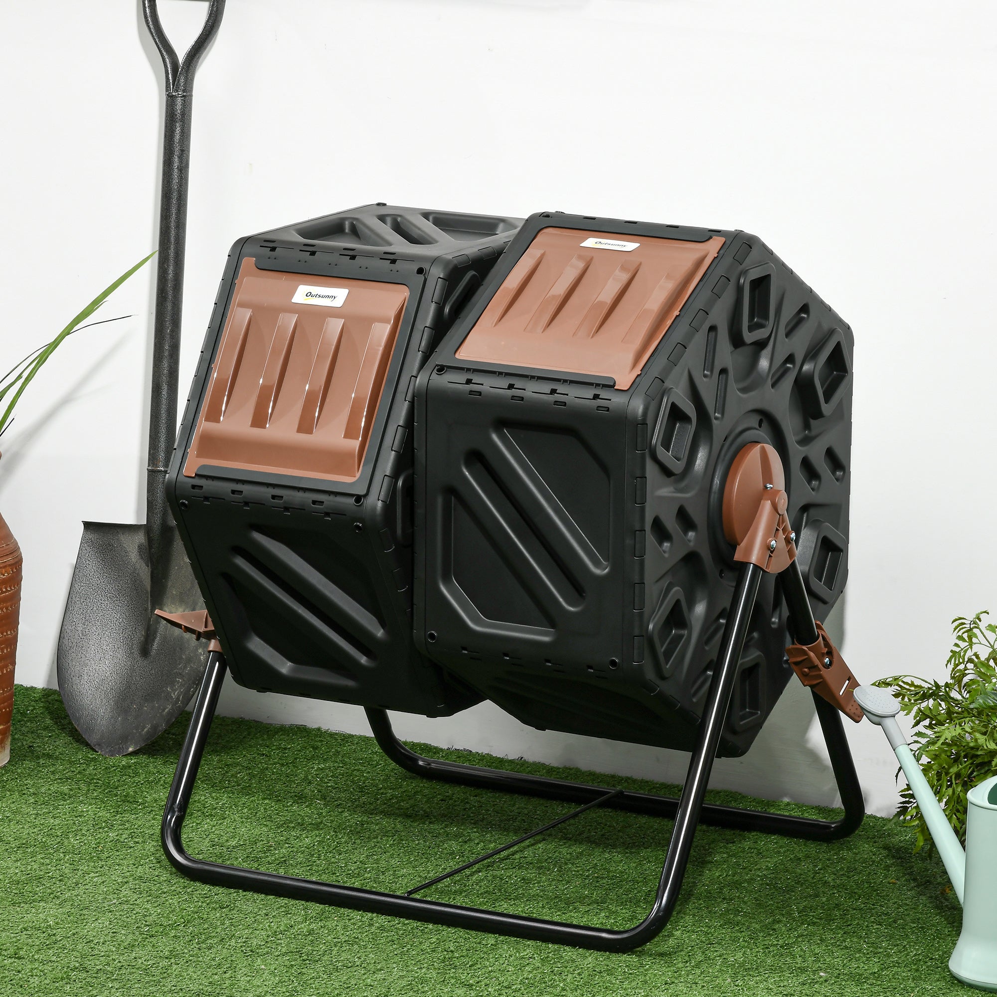 130L Rotating Composter with Ventilation Openings and Steel Legs