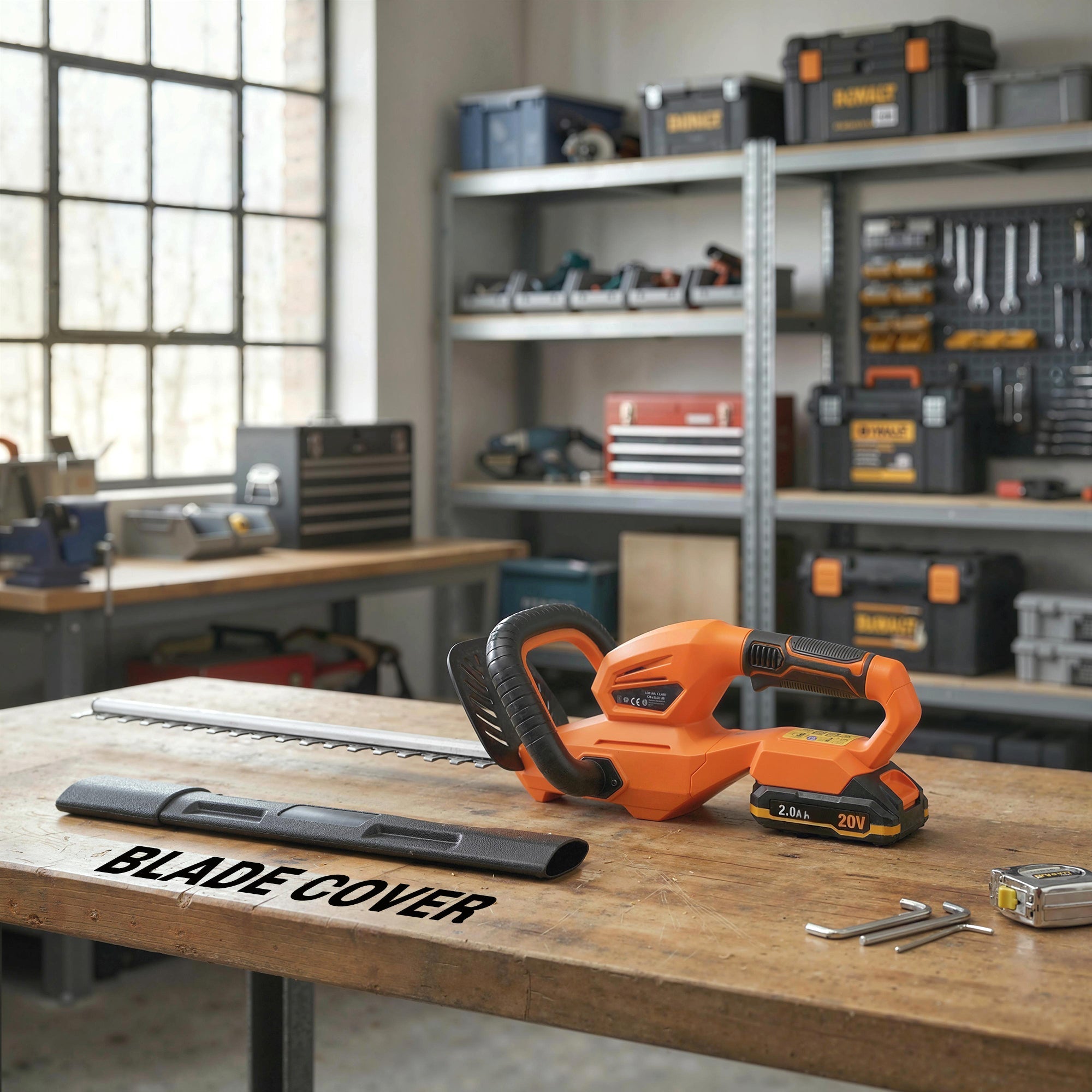 20" Cordless Hedge Trimmer with Battery and Charger, Orange