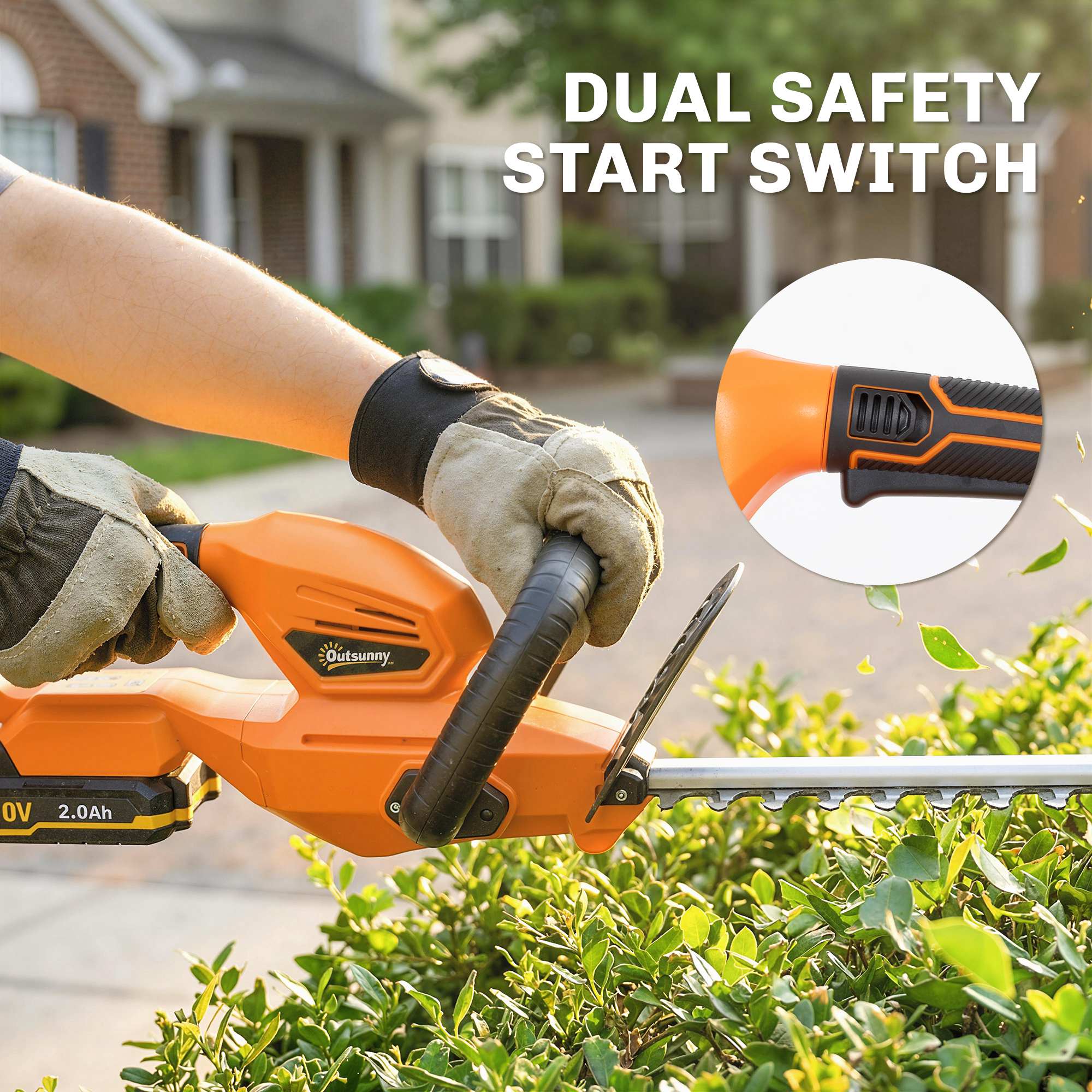 20" Cordless Hedge Trimmer with Battery and Charger, Orange
