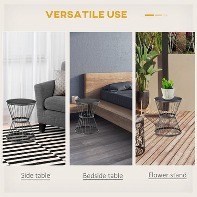 16" Steel Patio Side Table with Hourglass Design, Black