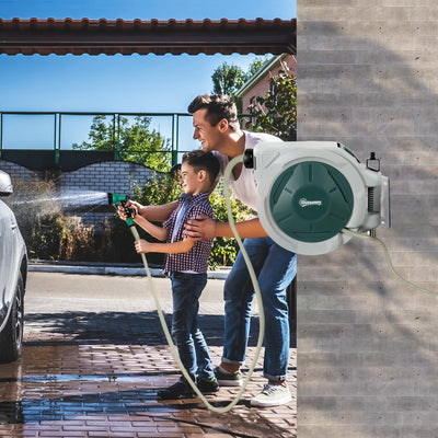 1/2 in x 65ft Retractable Garden Hose Reel with 7-Function Nozzle