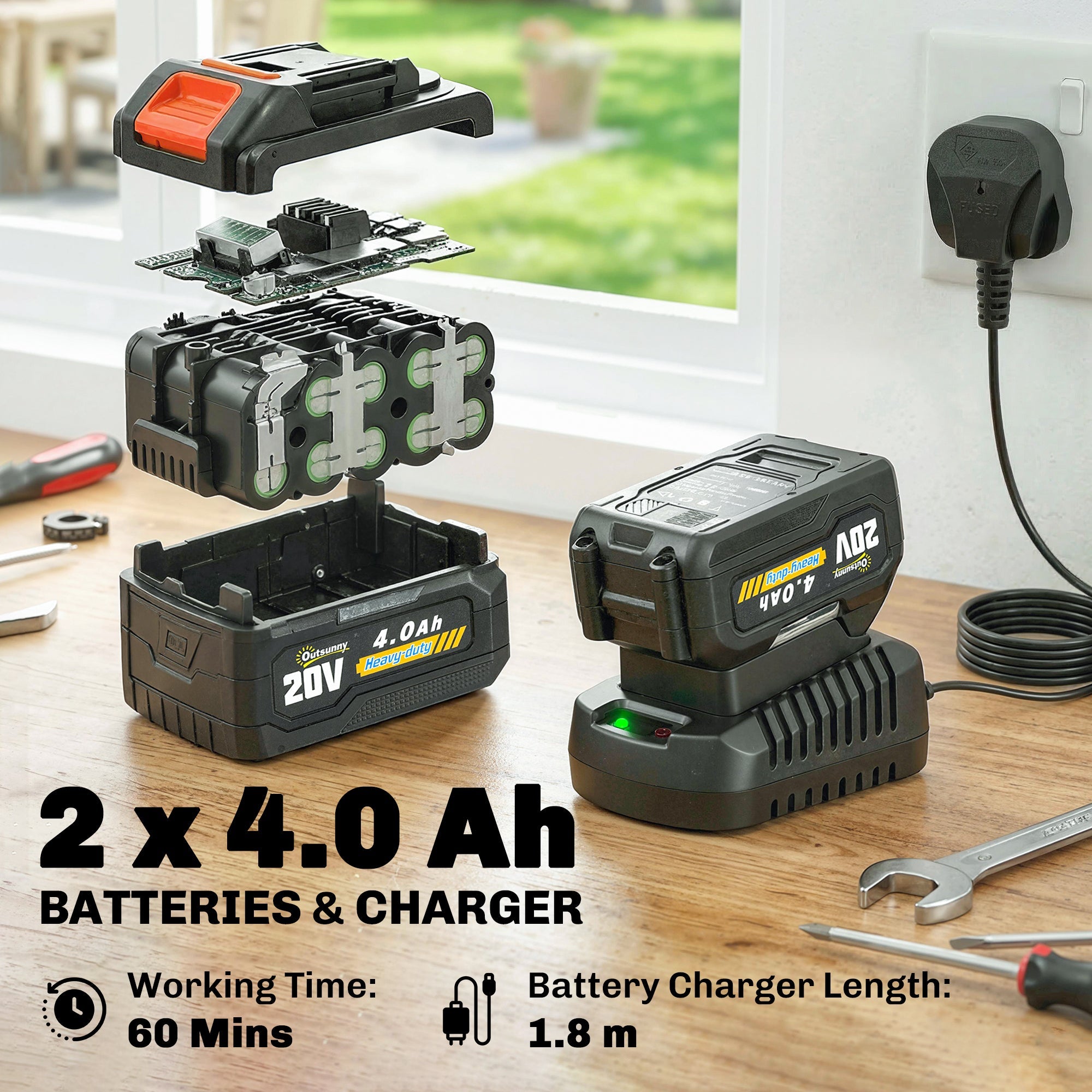 18V 8" Cordless Pole Chainsaw with 2 Batteries and Charger