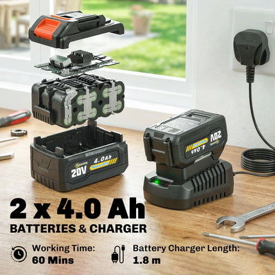 18V 8" Cordless Pole Chainsaw with 2 Batteries and Charger