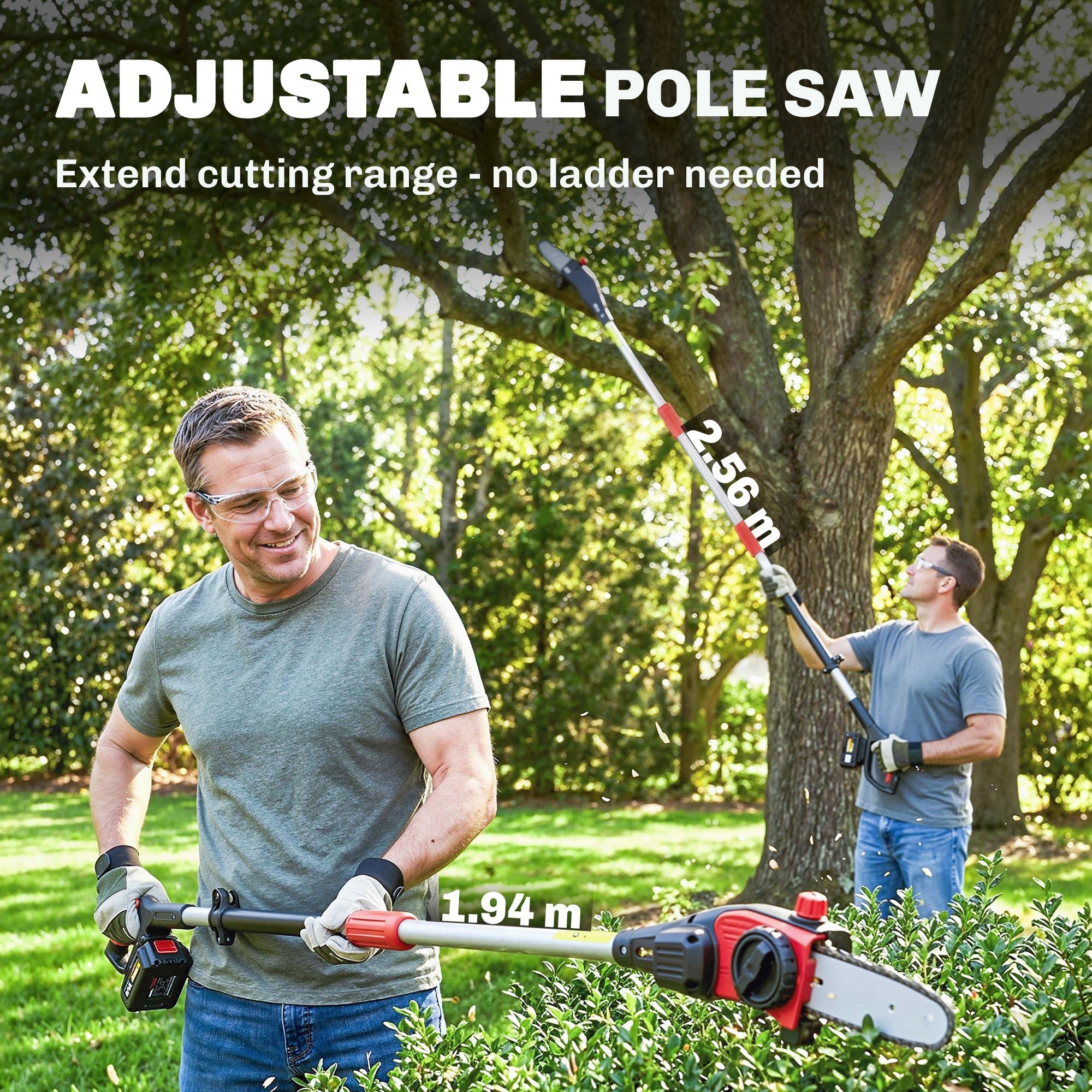 18V 8" Cordless Pole Chainsaw with 2 Batteries and Charger