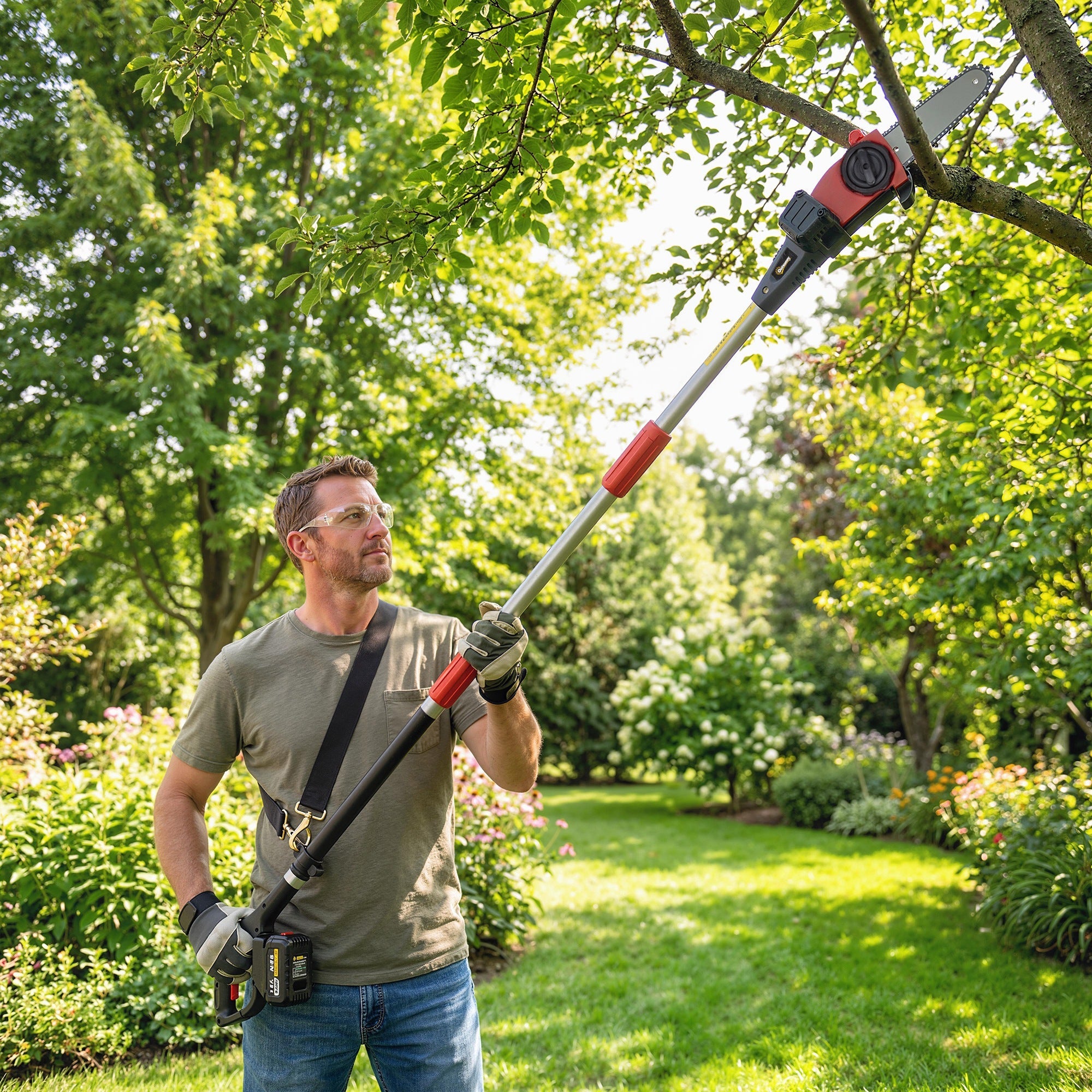 18V 8" Cordless Pole Chainsaw with 2 Batteries and Charger