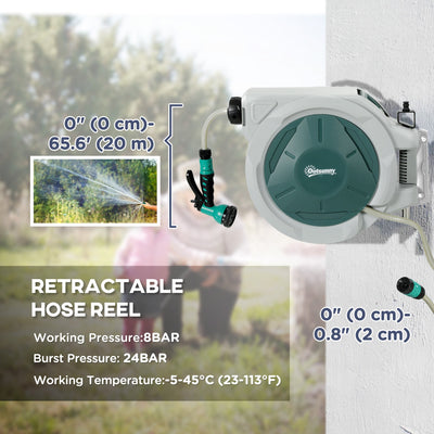 1/2 in x 65ft Retractable Garden Hose Reel with 7-Function Nozzle