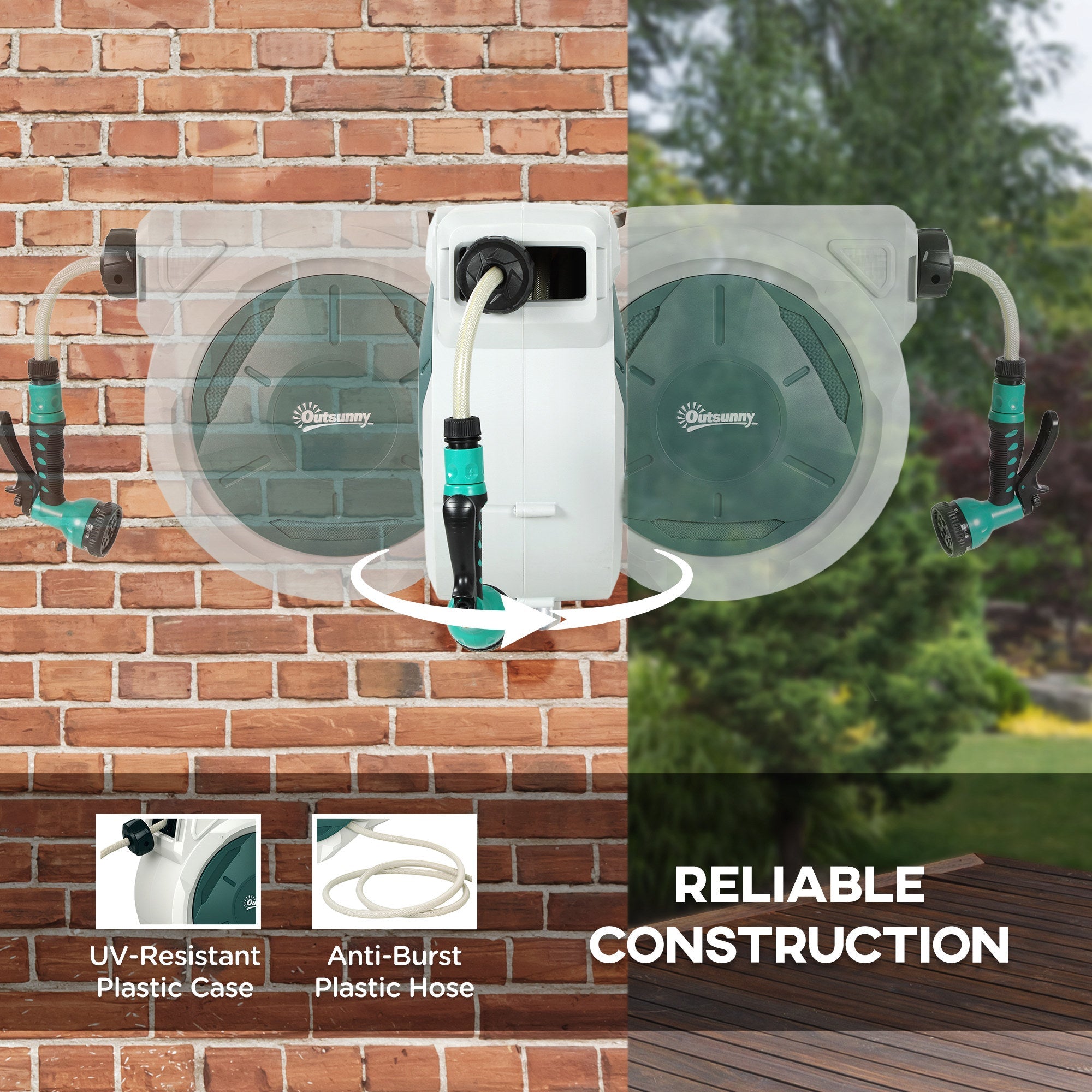 1/2 in x 65ft Retractable Garden Hose Reel with 7-Function Nozzle