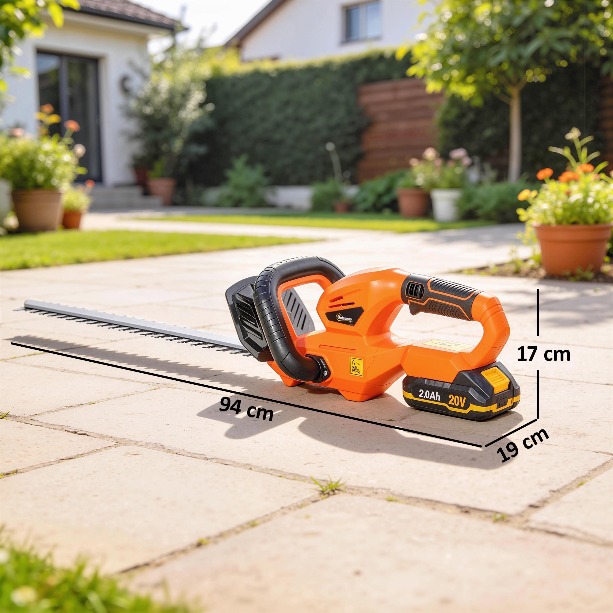 20" Cordless Hedge Trimmer with Battery and Charger, Orange