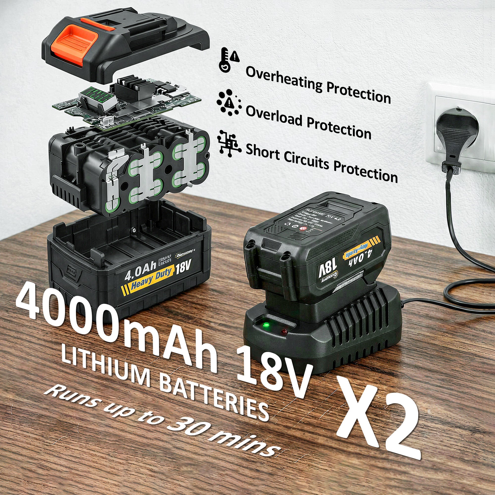 36V Cordless Leaf Blower with 2 Batteries and Charger