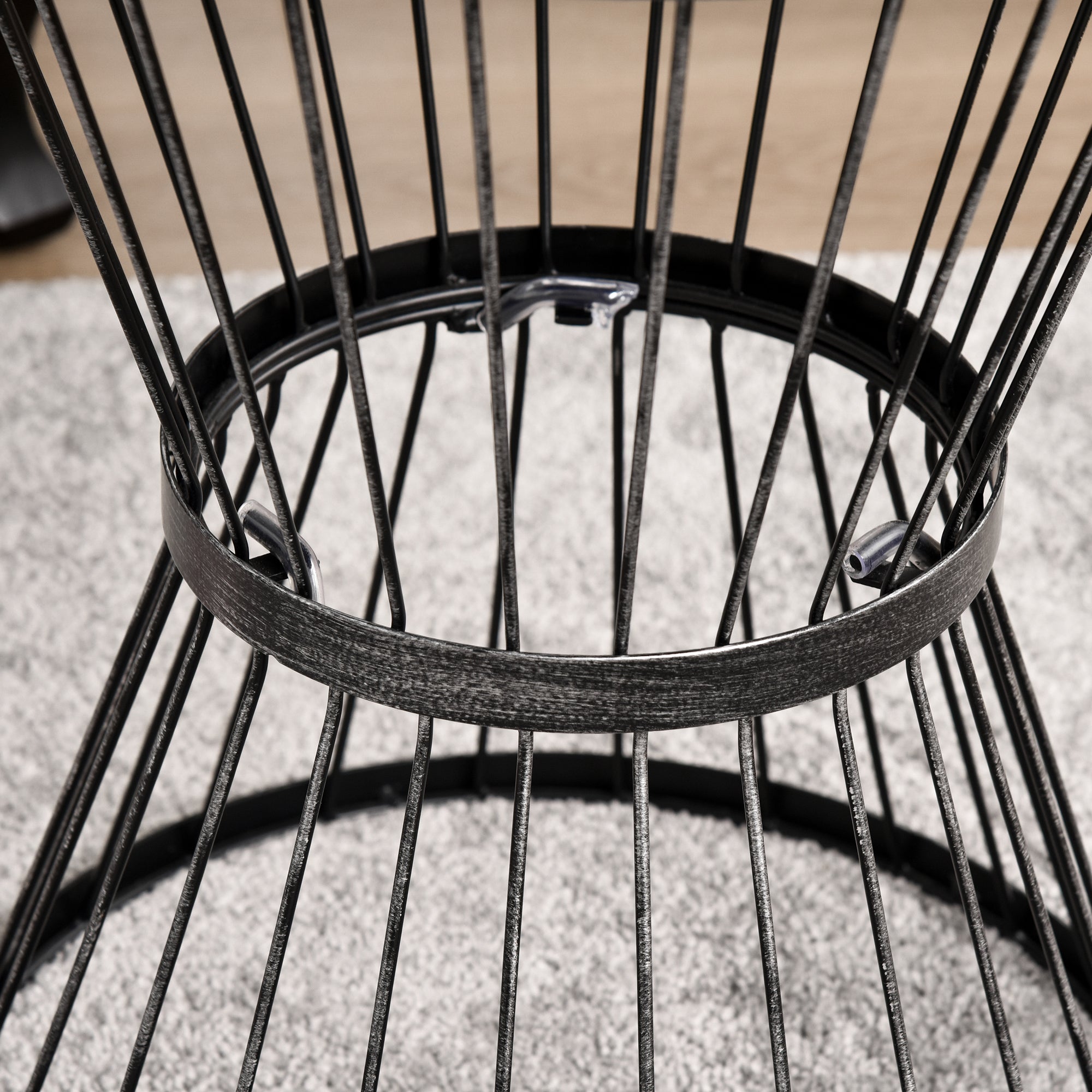 16" Steel Patio Side Table with Hourglass Design, Black