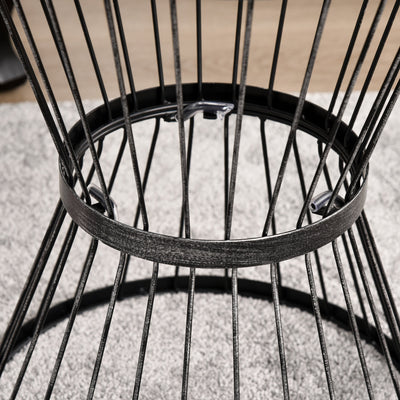 16" Steel Patio Side Table with Hourglass Design, Black